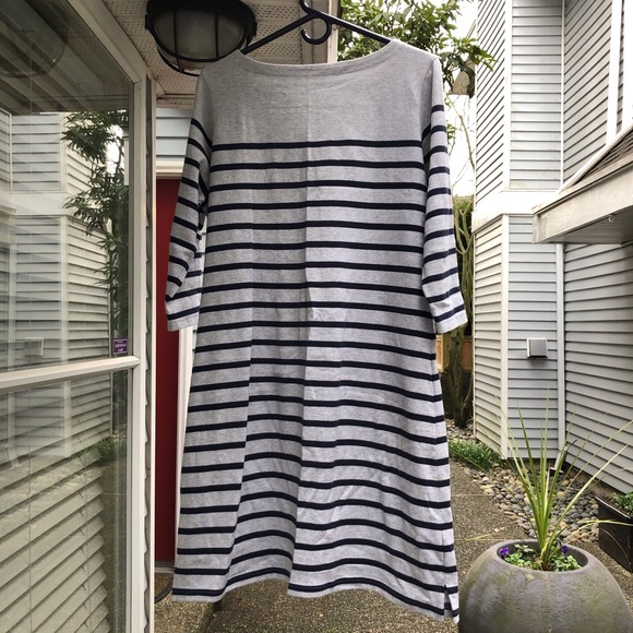 Grey and blue stripe Cotton Dress, LLBean, sz LPc - Picture 3 of 10